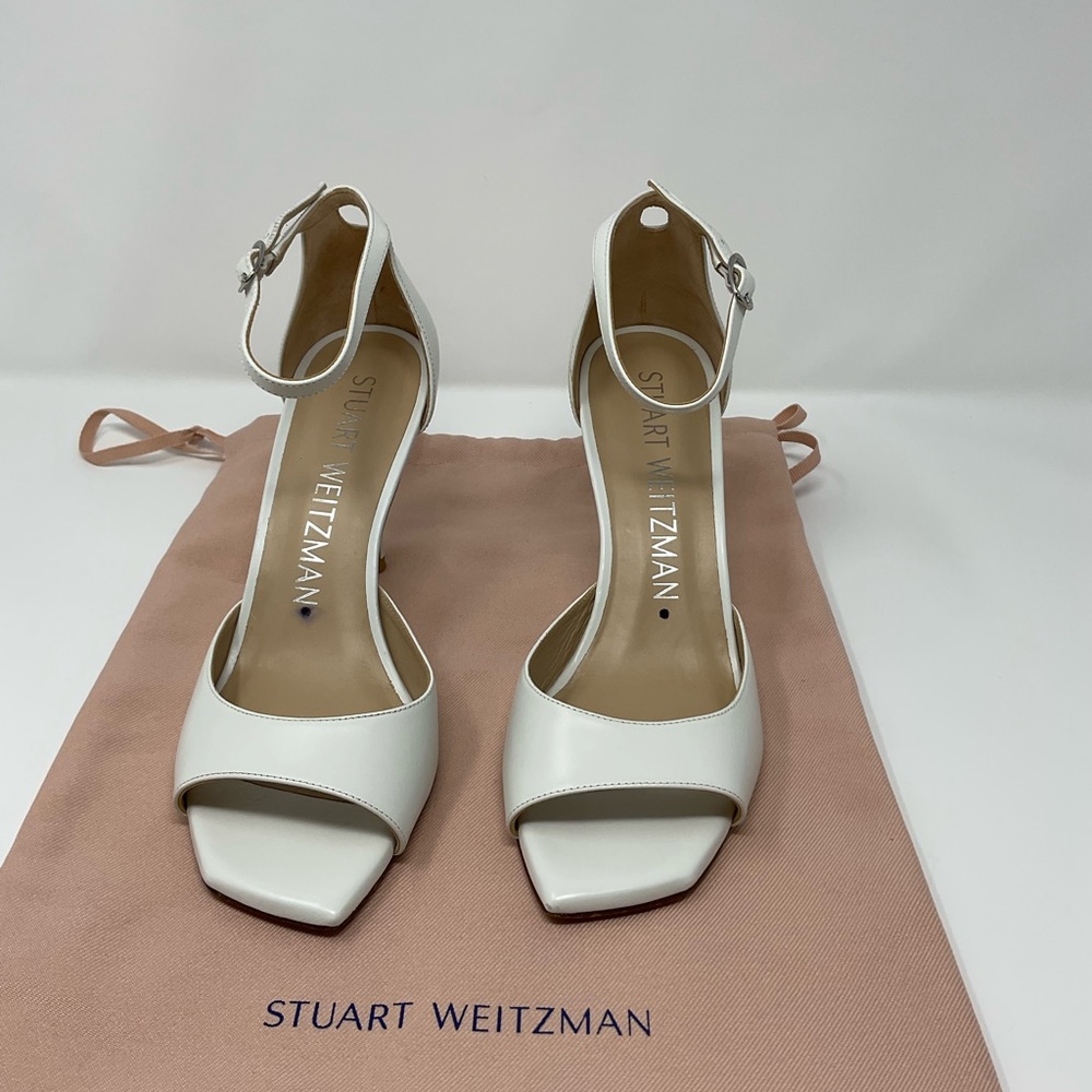 Stuart Weitzman White Allison 85 Strappy Sandals